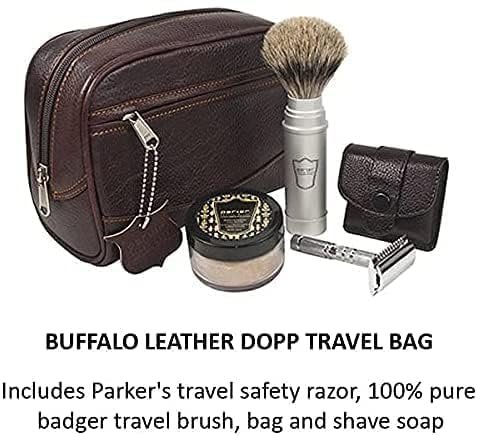 Parker Deluxe Travel Shave Kit with text