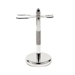 Chrome 2-Prong Safety Razor and Shaving Brush Stand