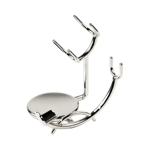 Chrome Razor and Brush Stand for Wet Shaving