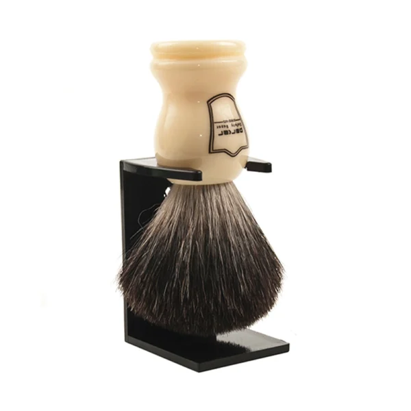 Luxury Ivory Handle Black Badger Shave Brush & Stand