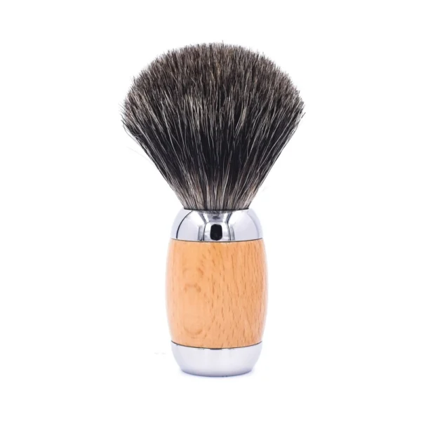 Mixed Badger Shave Brush – Wood & Chrome Handle