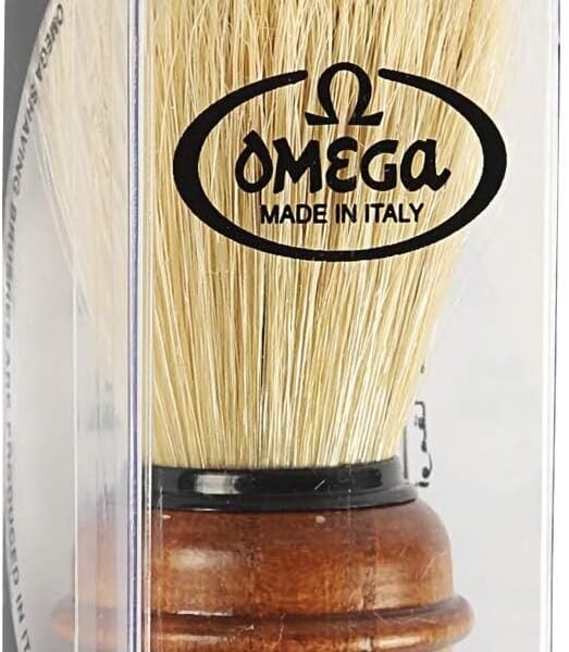 Omega boar shaving brush 11137 ash wood handle packaged