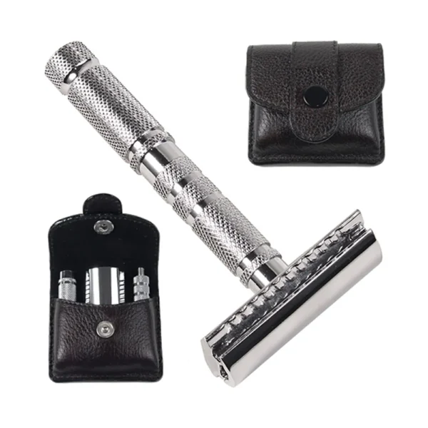 Parker A1R Travel Safety Razor with Leather Case