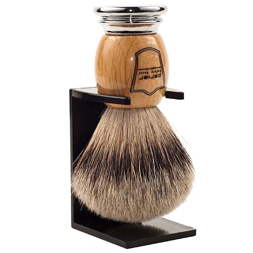 Parker Olivewood Silvertip Badger Shaving Brush with Stand