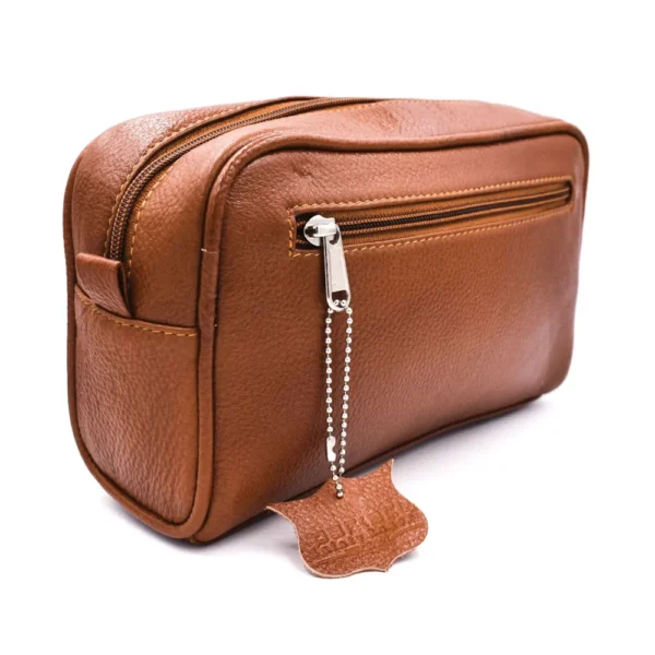 Parker Saddle Brown Leather Toiletry Bag