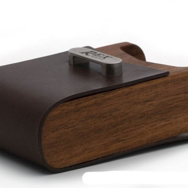 Rex Supply Co. DE Safety Razor Case - Leather and Walnut Design flap open right