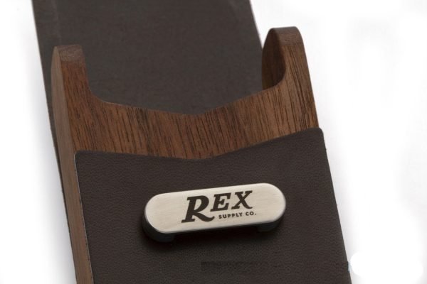 Rex Supply Co. DE Safety Razor Case - Leather and Walnut Design close up