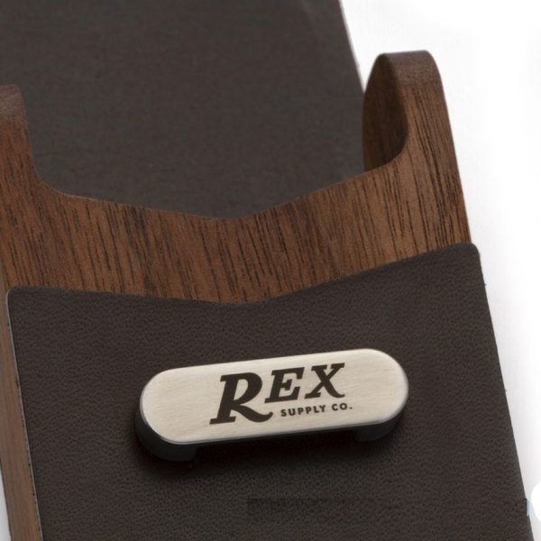Rex Supply Co. DE Safety Razor Case - Leather and Walnut Design close up