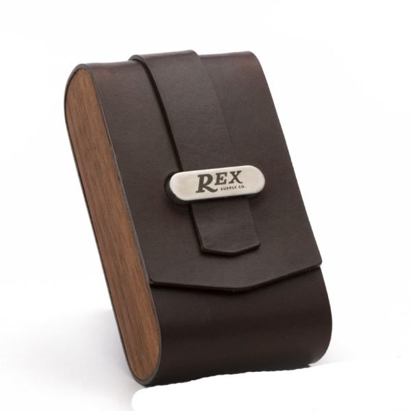 Rex Supply Co. DE Safety Razor Case - Leather and Walnut Design
