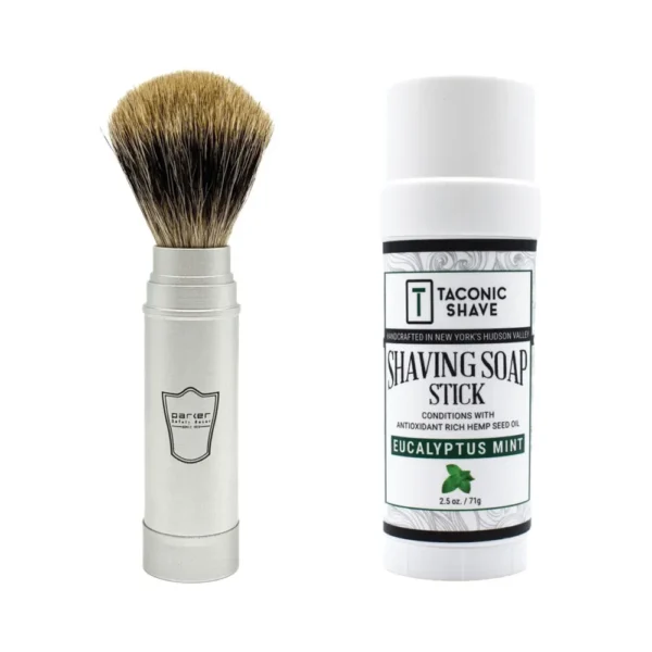 Taconic Eucalyptus Mint Shave Stick & Parker Travel Shave Brush