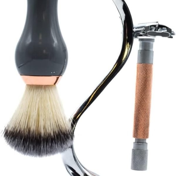 Taconic Shave's Deluxe Elegant Razor and Shaving Brush Stand – Heavyweight & Functional with Brush & Razor2