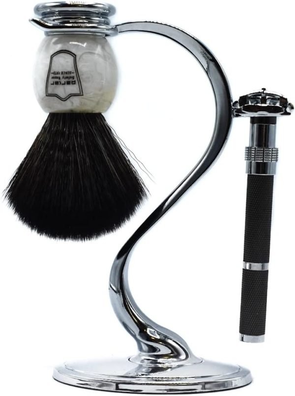 Taconic Shave's Deluxe Elegant Razor and Shaving Brush Stand – Heavyweight & Functional with Brush & Razor