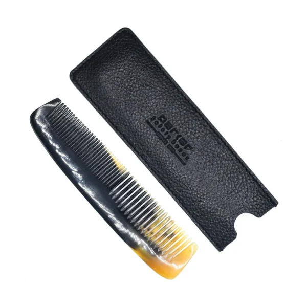 Parker Ox Horn Pocket Comb with Leather Case