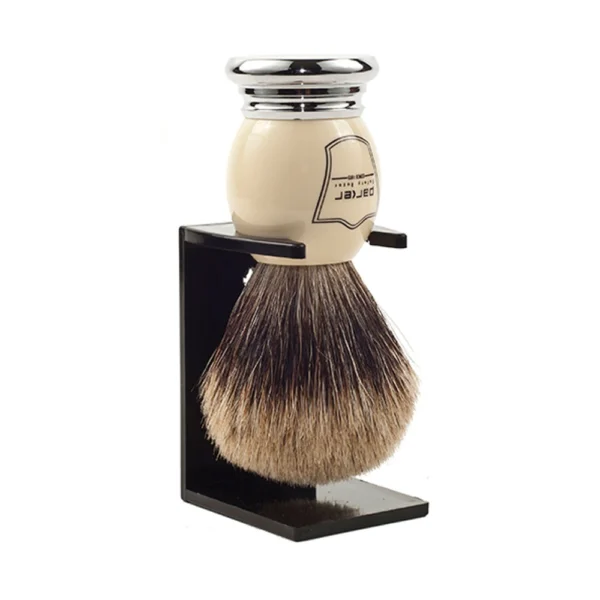 Premium White & Chrome Best Badger Shave Brush