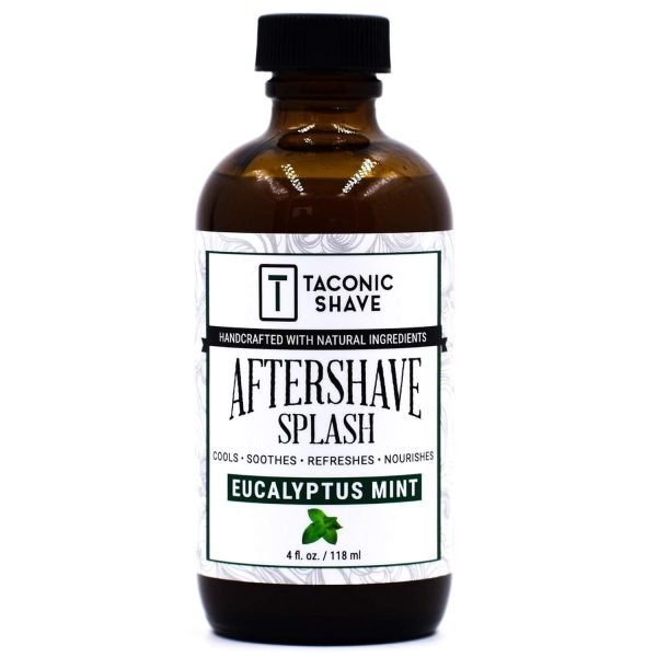 Taconic Shave eucalyptus mint aftershave splash in 4 oz glass bottle