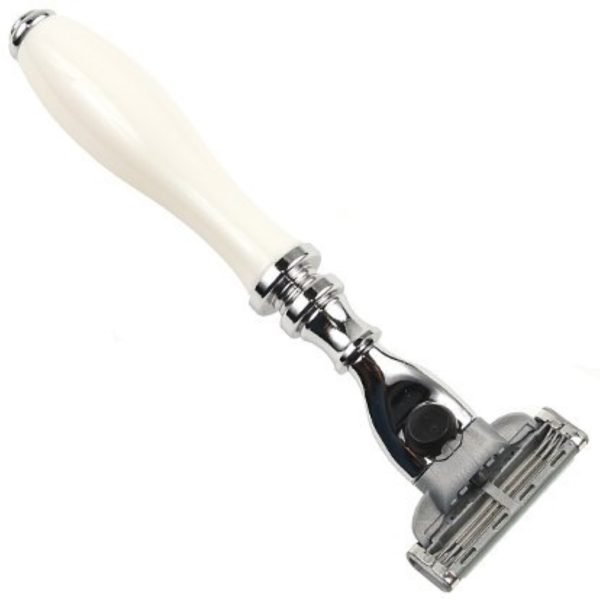 Parker 111W-M3 White Resin Handle Mach 3 Razor