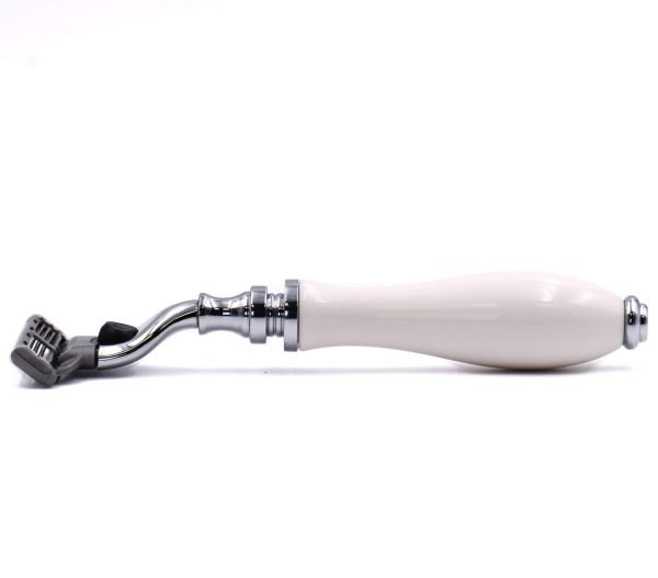 Parker 111W-M3 White Resin Handle Mach 3 Razor down