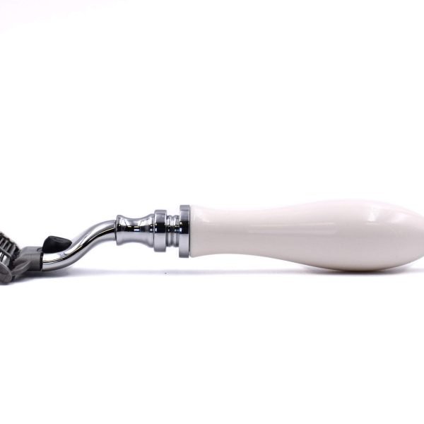 Parker 111W-M3 White Resin Handle Mach 3 Razor down