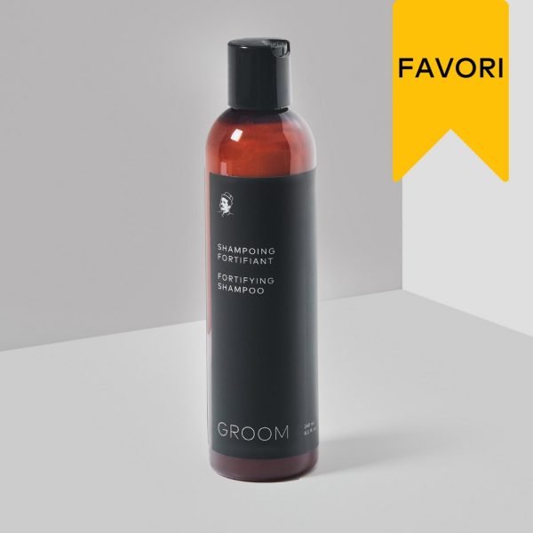 GROOM Fortifying Shampoo bottle – natural hair strengthening formula