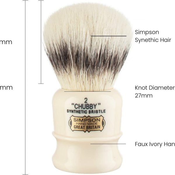 Simpson Chubby Shaving Brush- Ivory Handle (Chubby 2 Synthetic) - Image 2