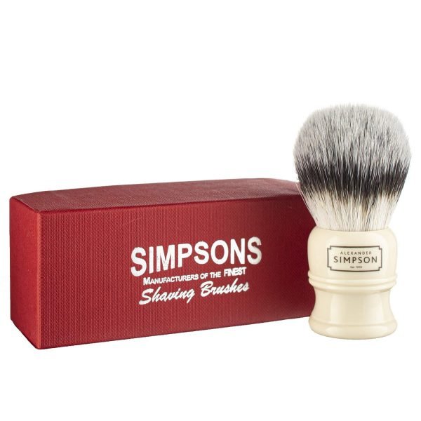 Simpson Trafalgar T2 synthetic shaving brush with ivory handle