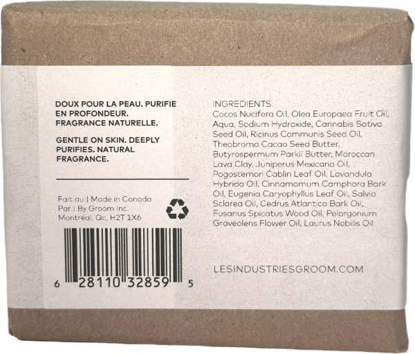 GROOM Rhassoul Soap – Deep-Cleansing Volcanic Clay Bar 140g - Back