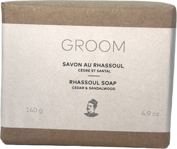 GROOM Rhassoul Soap – Deep-Cleansing Volcanic Clay Bar 140g - Front