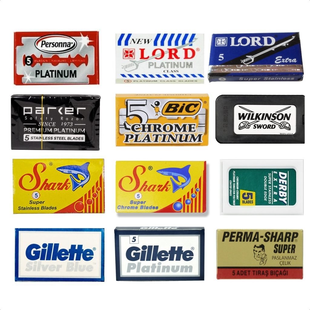 60 count razor blade sampler pack with nine different blade brands