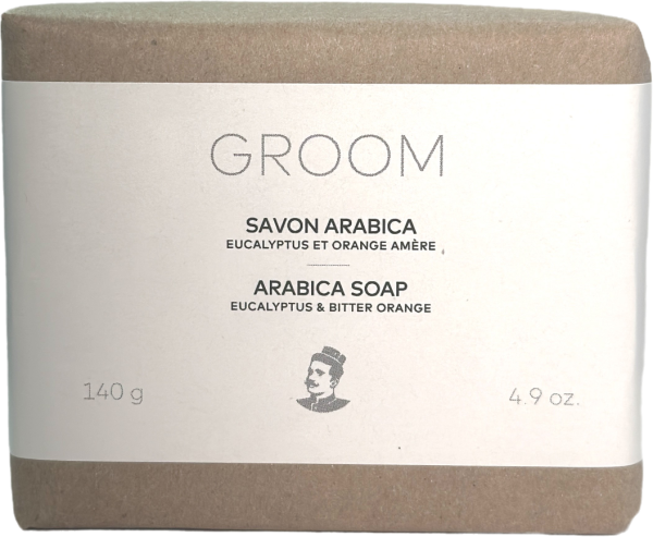 GROOM Arabica Soap with Natural Coffee Grounds – 140g-front GROOM Arabica Soap with Natural Coffee Grounds – 140g - Front