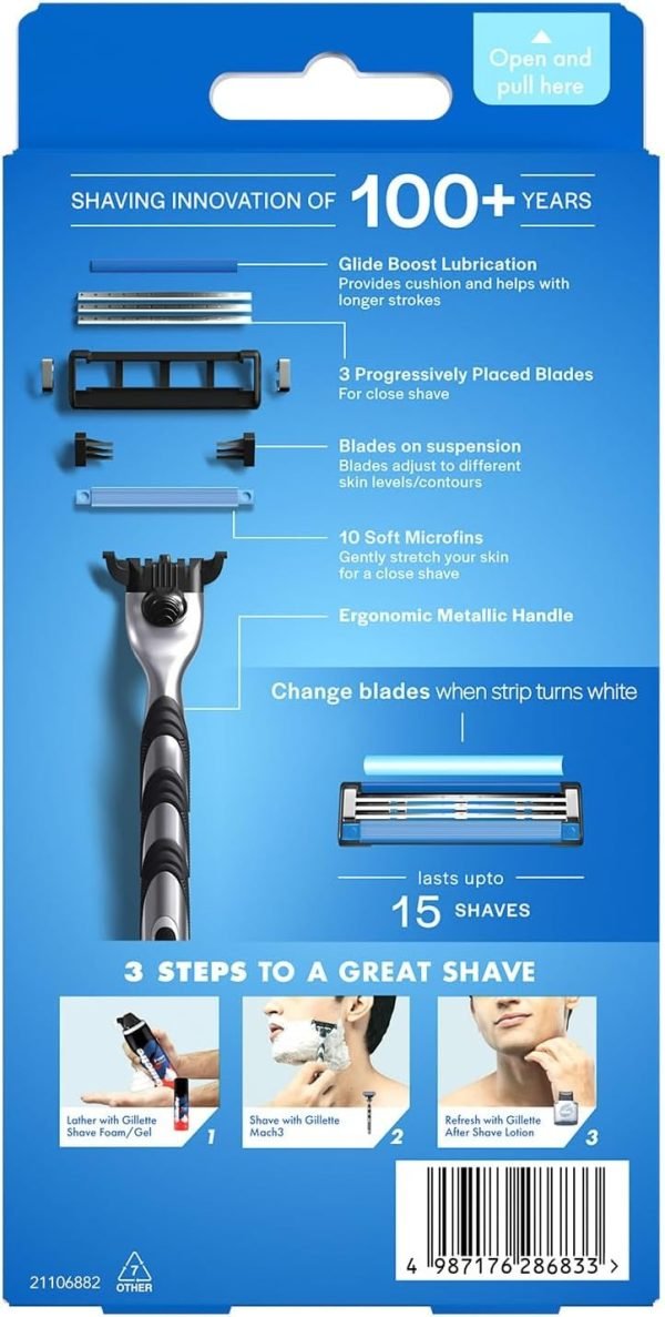 Gillette Mach3 Razor with Comfort Grip and Triple Blade System back