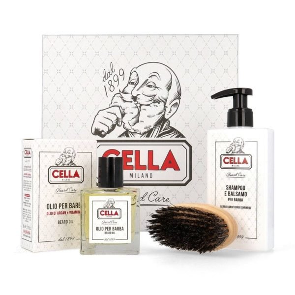 Cella Milano Deluxe Beard Grooming Gift Set with oil, shampoo, and brush - Shampoo - gift Set