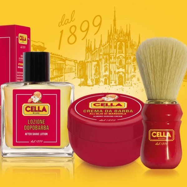 Cella Milano Classic Shaving Set with Cream, Aftershave, and Brush - Box Contents