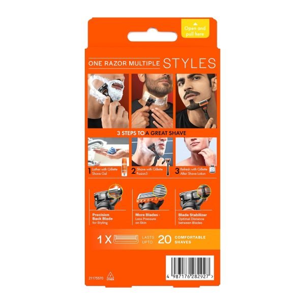 Gillette Fusion Manual Razor for Men with Precision Back Blade for Beard Styling - Back