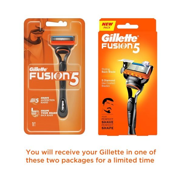 Gillette Fusion Manual Razor for Men with Precision Back Blade for Beard Styling - Front and Back