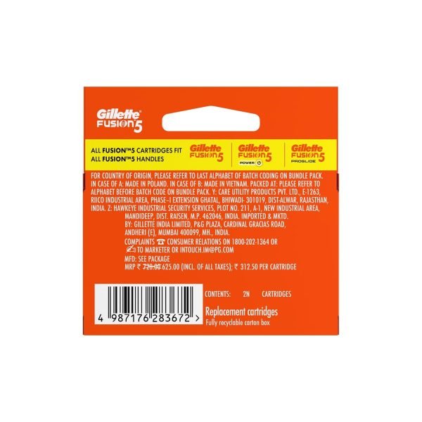 Gillette Fusion5 ProGlide Razor Blade Refills 2 Count Pack for Smooth Shaving Back