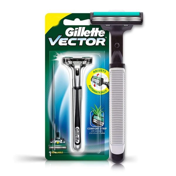 Gillette Vector Plus Razor Handle with Pivoting Head for Smooth Shaving - Handle