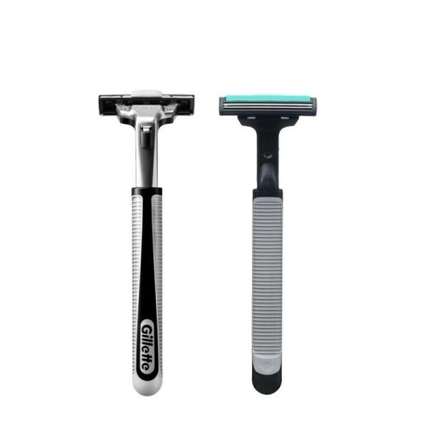 Gillette Vector Plus Razor Handle with Pivoting Head for Smooth Shaving - Front Back
