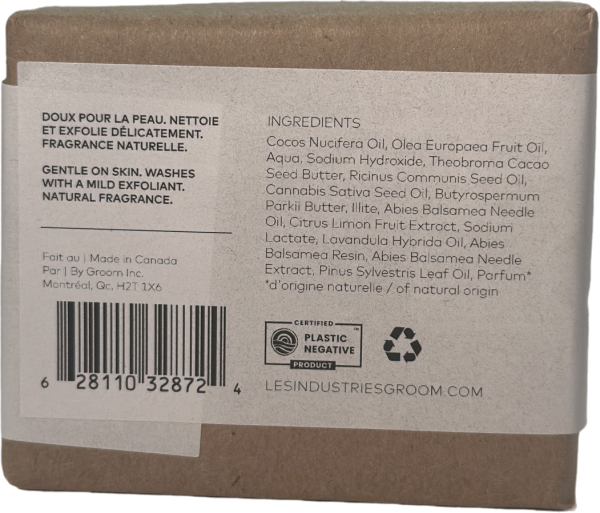 GROOM Foret Soap bar with cedarwood and pine scent in eco-friendly packaging-Back