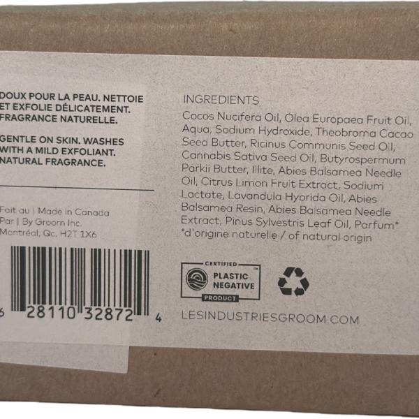 GROOM Foret Soap bar with cedarwood and pine scent in eco-friendly packaging-Back