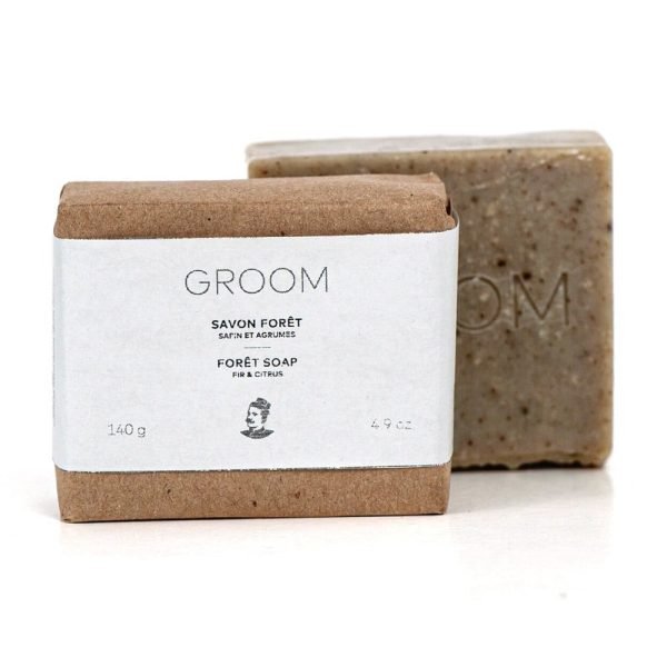 GROOM Foret Soap bar with cedarwood and pine scent in eco-friendly packaging-Bare