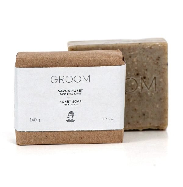 GROOM Foret Soap bar with cedarwood and pine scent in eco-friendly packaging-Bare