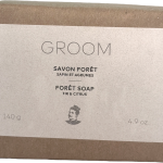 GROOM Foret Soap bar with cedarwood and pine scent in eco-friendly packaging-Front