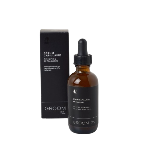 Groom Montreal Nourishing Hair Serum – Silicone-Free Natural Hair Oil bottle next to box