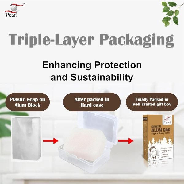 Pearl Shaving Alum Bar (Fitkari) – 100g, Natural Aftershave for Razor Burn Relief - Packaging