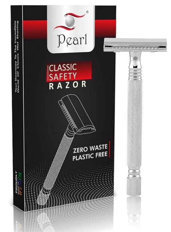 Pearl SS-01 Chrome Double Edge Safety Razor with close comb head