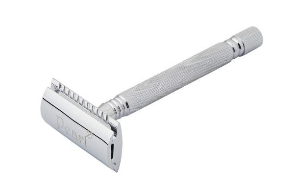 Pearl SS-01 Chrome Double Edge Safety Razor with close comb head - Down