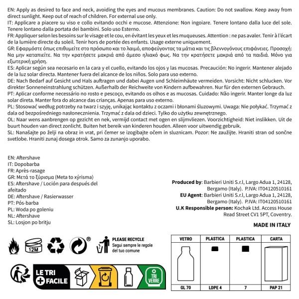 The Goodfellas’ Smile SOLO Aftershave Lotion in 100ml Italian glass bottle - directions
