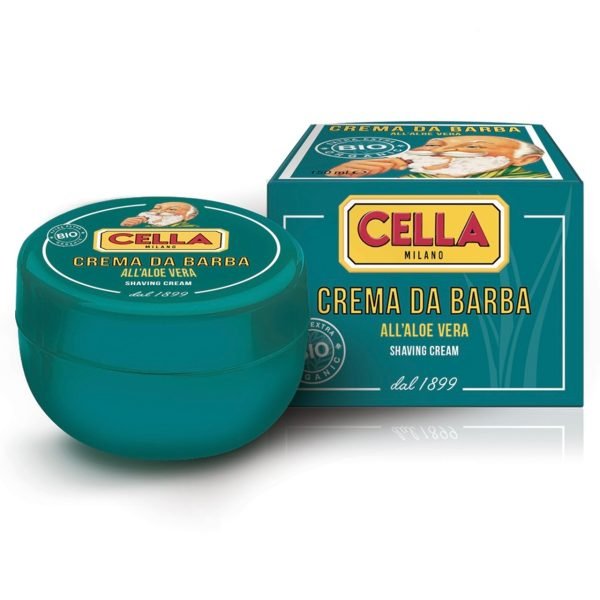 Cella Milano organic shaving cream, displayed outside gift box