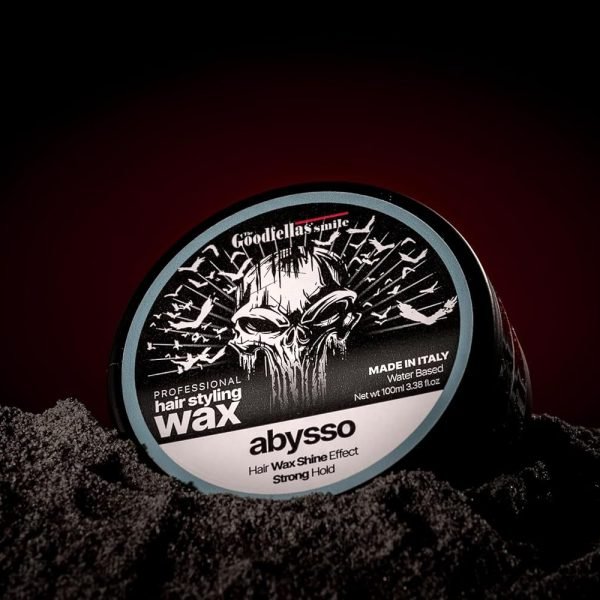 The Goodfellas' Smile Shine Hair Wax Abysso – 100ml tin with firm hold and aquatic cologne scent on Sand