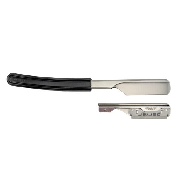Parker Director razor shown with detachable blade arm for easy replacement chrome